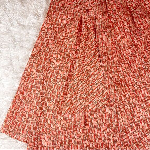 Vintage A Line Red Geometric Print Faux Wrap Mini Skirt SZ 8 EUC - Picture 4 of 10